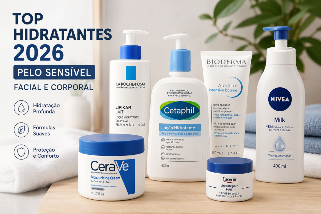 Top Hidratantes 2026: Pele Sensível Facial e Corporal