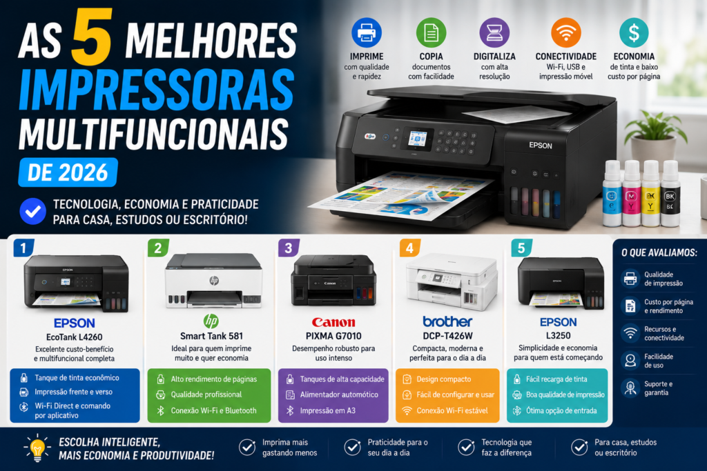 As 5 Melhores Impressoras Multifuncionais de 2026