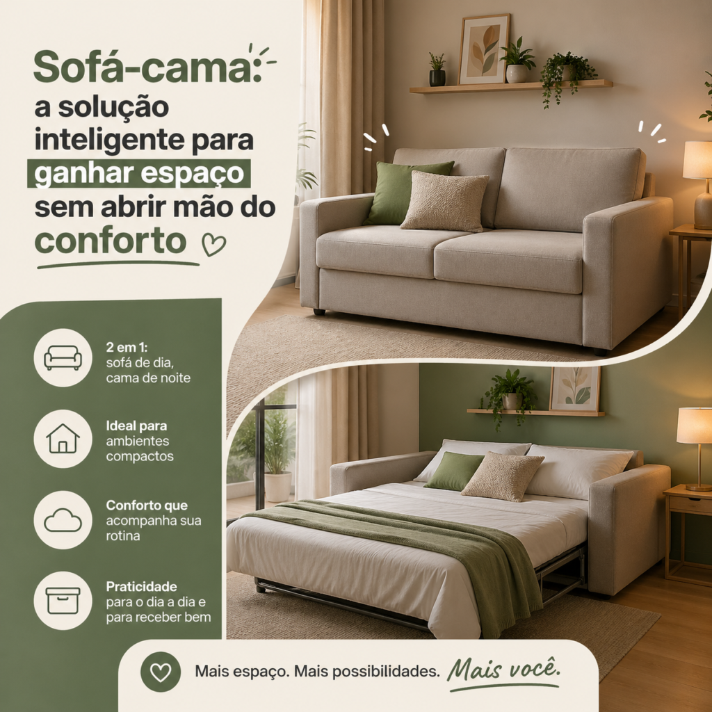 Sofá-cama: a solução inteligente para ganhar espaço sem abrir mão do conforto