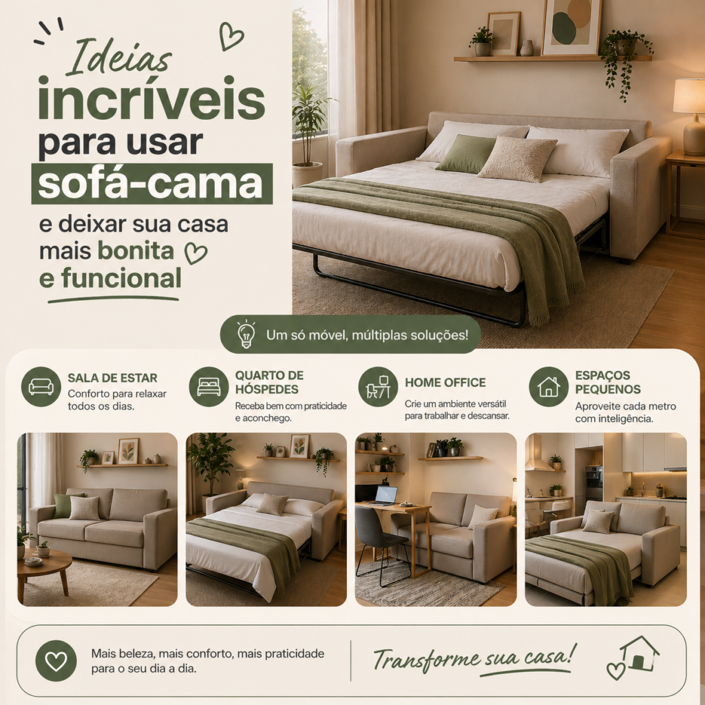 Ideias incríveis para usar sofá-cama e deixar sua casa mais bonita e funcional