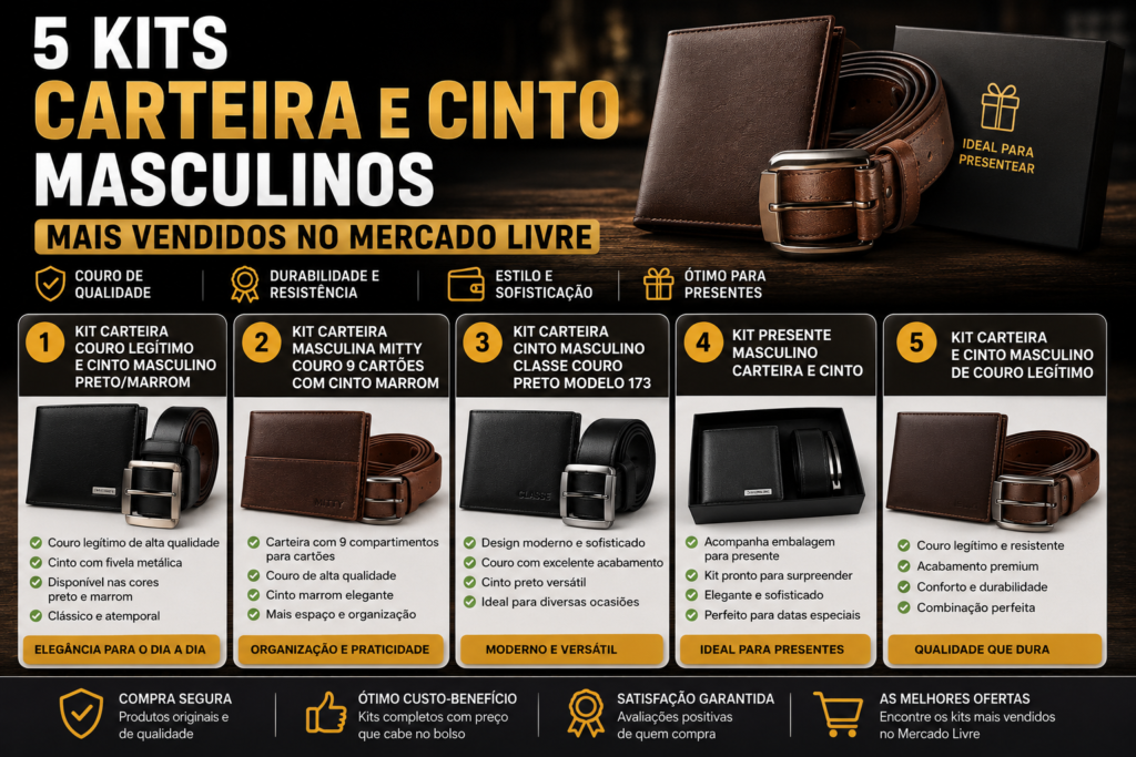 Os 5 Kits de Carteira e Cinto Masculino Mais Vendidos em 2026
