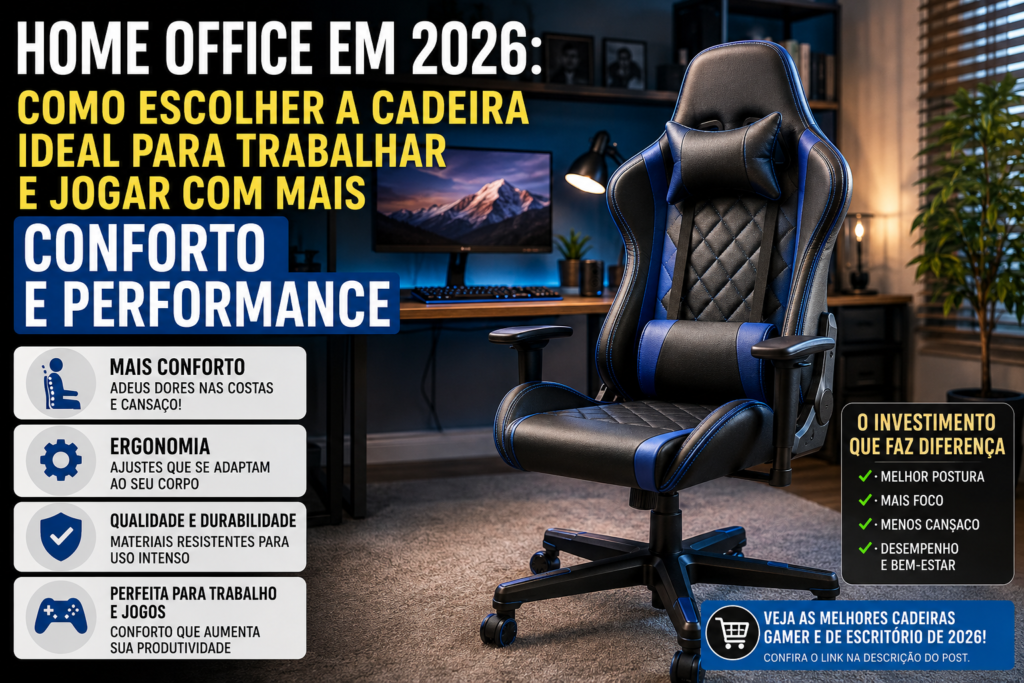 Cadeira Gamer e Escritório em 2026: Como Escolher o Modelo Ideal Para Trabalhar e Jogar