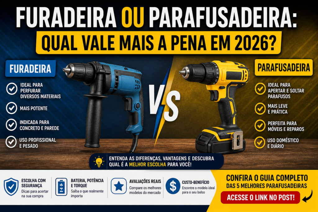 Furadeira ou Parafusadeira: Qual Vale Mais a Pena em 2026?