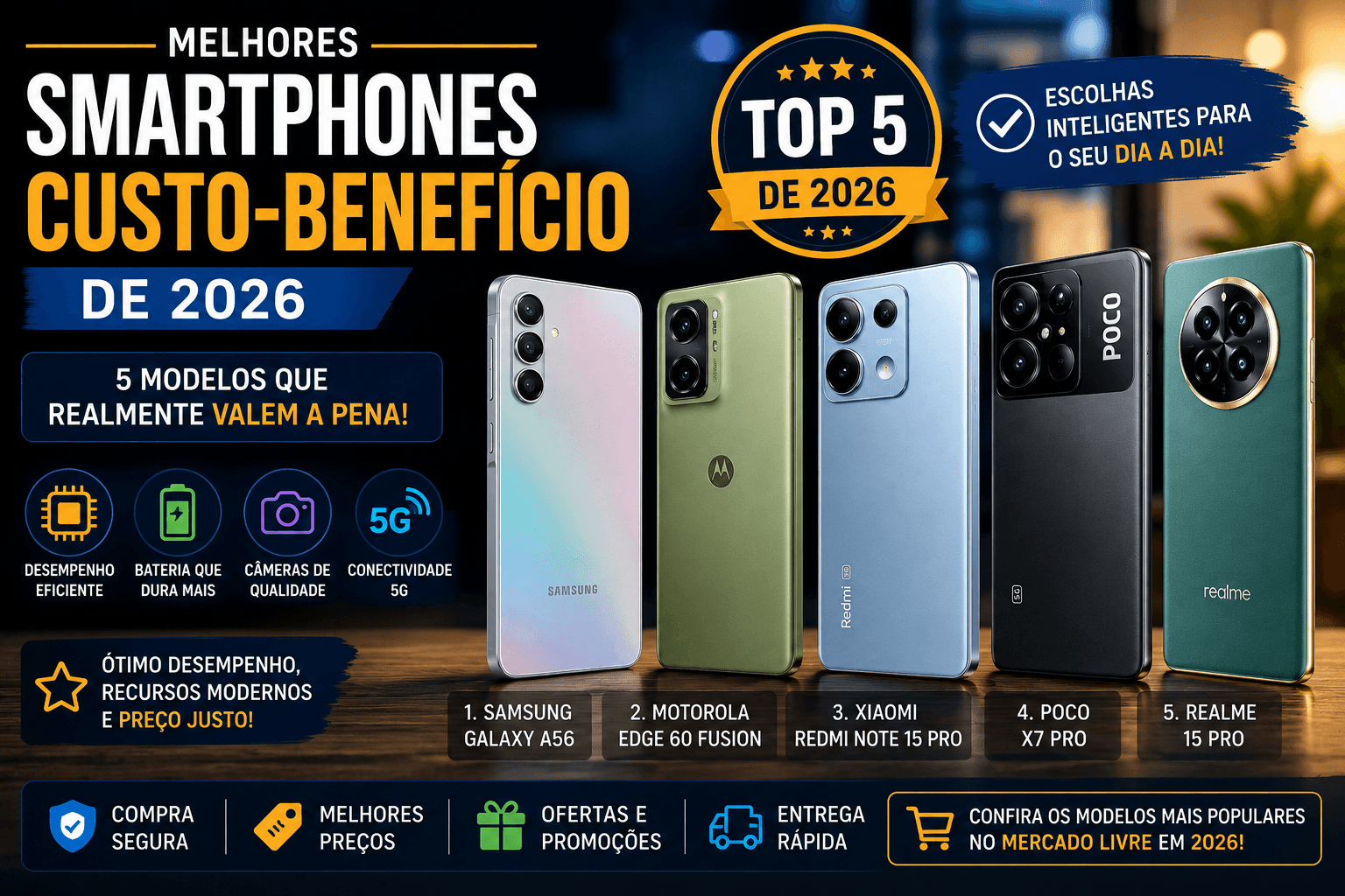 Melhores Smartphones Custo-Benefício de 2026: 5 Modelos Que Realmente ...