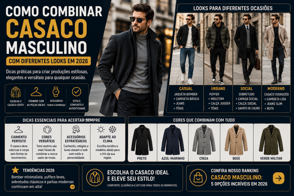 Como Combinar Casaco Masculino com Diferentes Looks em 2026