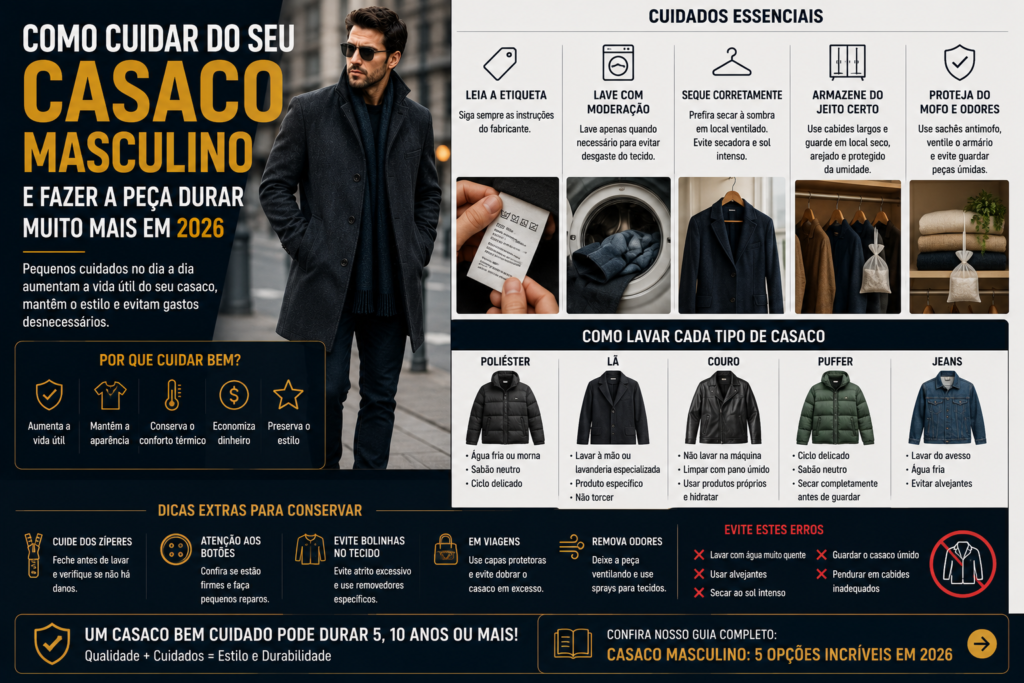 Como Cuidar do Seu Casaco Masculino e Fazer a Peça Durar Muito Mais em 2026
