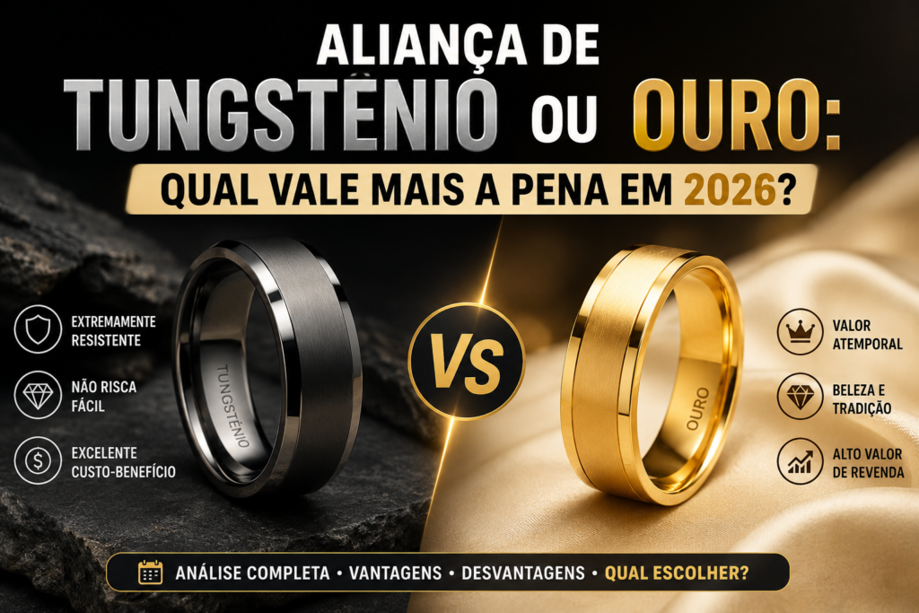 Aliança de Tungstênio ou Ouro: Qual Vale Mais a Pena em 2026?