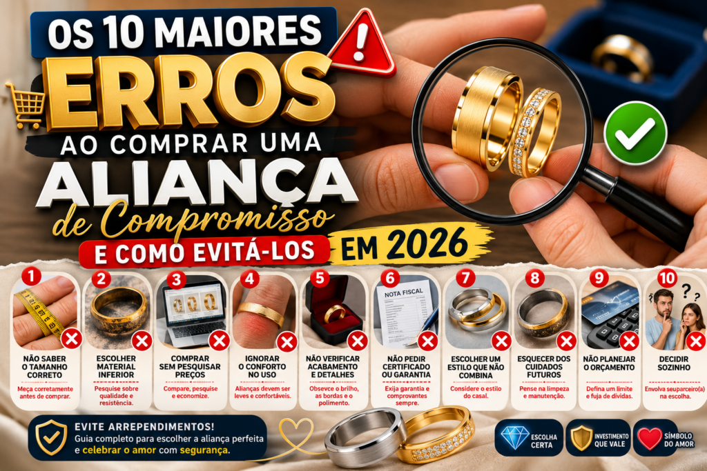 Os 10 Maiores Erros ao Comprar uma Aliança de Compromisso e Como Evitá-los em 2026