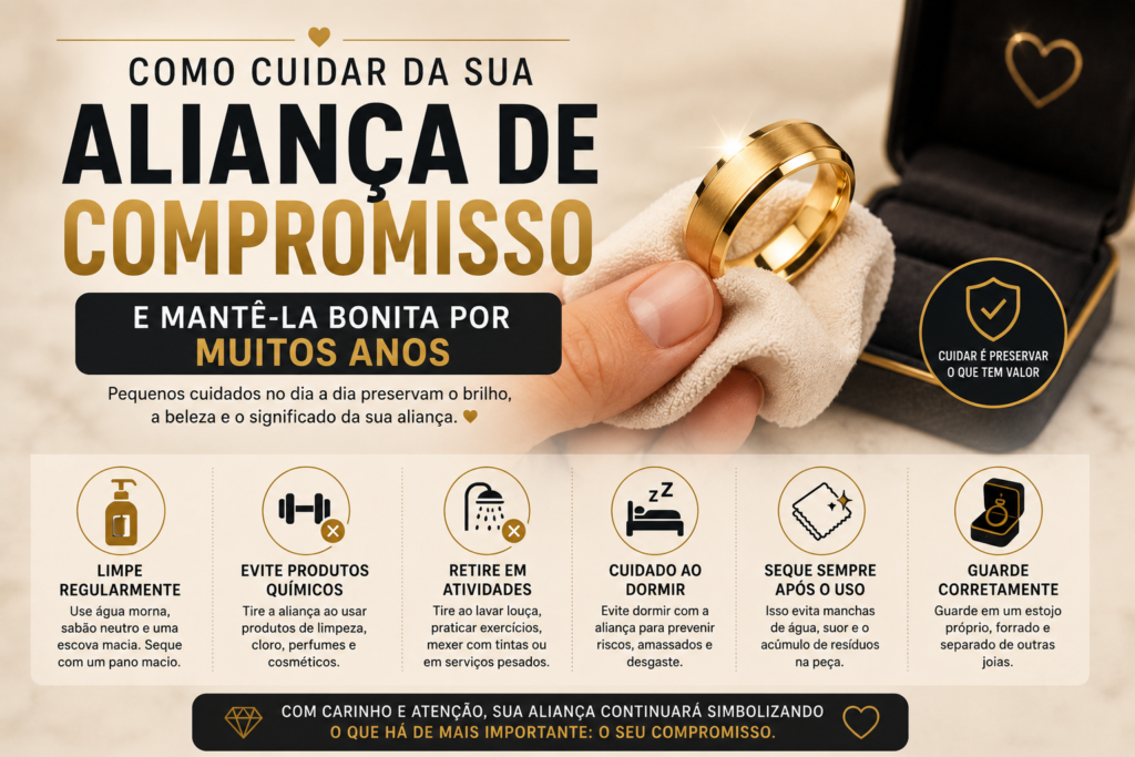 Como Cuidar da Sua Aliança de Compromisso e Mantê-la Bonita por Muitos Anos