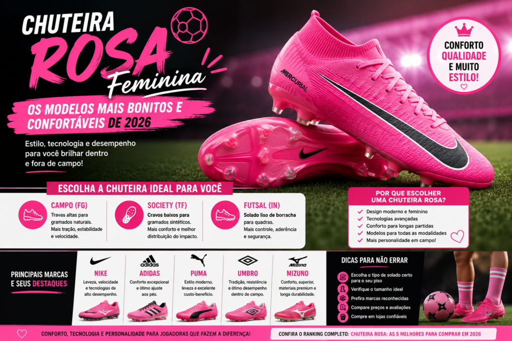 Chuteira Rosa Feminina: Os Modelos Mais Bonitos e Confortáveis de 2026