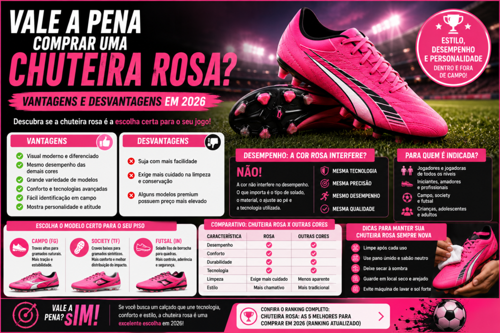 Vale a Pena Comprar uma Chuteira Rosa? Vantagens e Desvantagens em 2026
