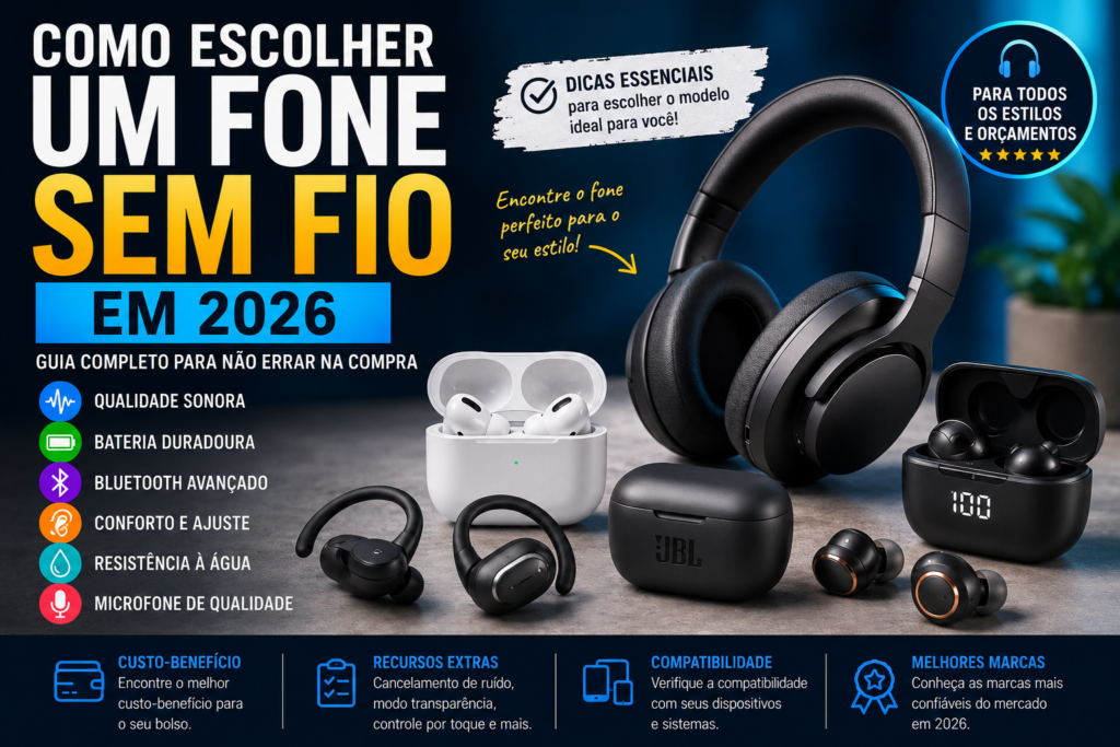 Como Escolher um Fone de Ouvido Sem Fio em 2026: Guia Completo Para Não Errar na Compra