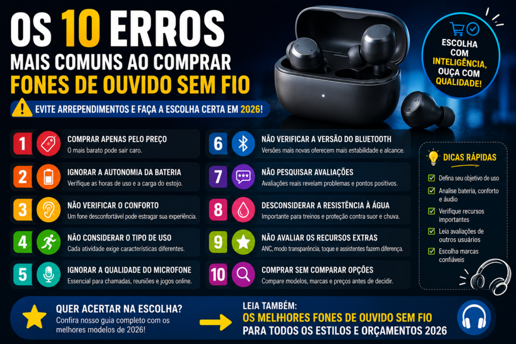 Os 10 Erros Mais Comuns ao Comprar Fones de Ouvido Sem Fio em 2026