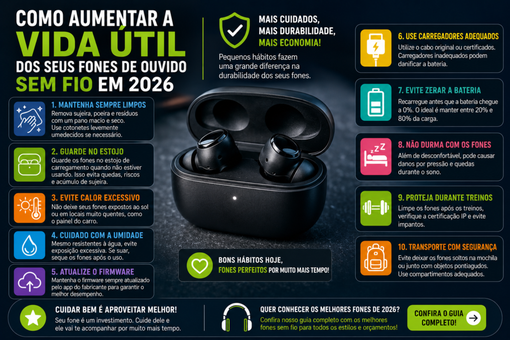 Como Aumentar a Vida Útil dos Seus Fones de Ouvido Sem Fio em 2026