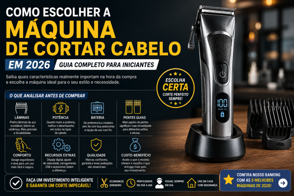 Como Escolher uma Máquina de Cortar Cabelo em 2026: Guia Completo Para Iniciantes