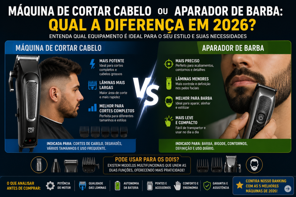 Máquina de Cortar Cabelo ou Aparador de Barba: Qual a Diferença em 2026?