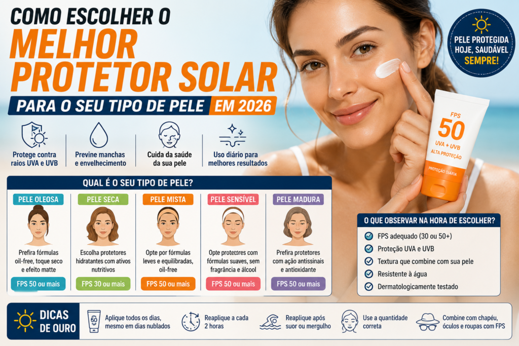 Como Escolher o Melhor Protetor Solar para o Seu Tipo de Pele em 2026
