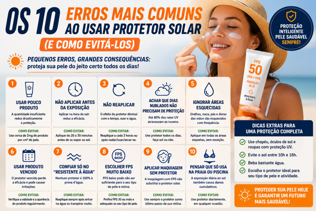 Os 10 Erros Mais Comuns ao Usar Protetor Solar (e Como Evitá-los)