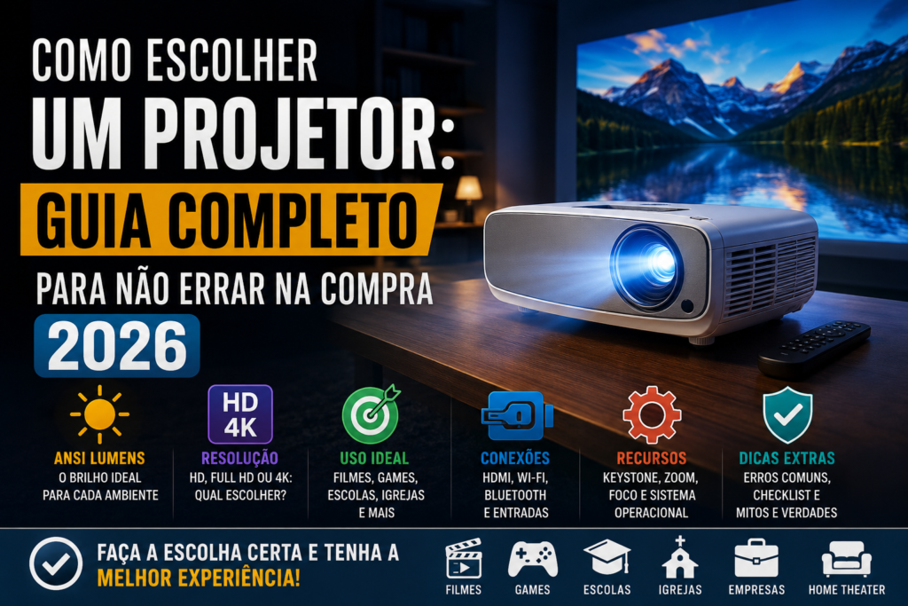 Como Escolher um Projetor: Guia Completo para Não Errar na Compra em 2026