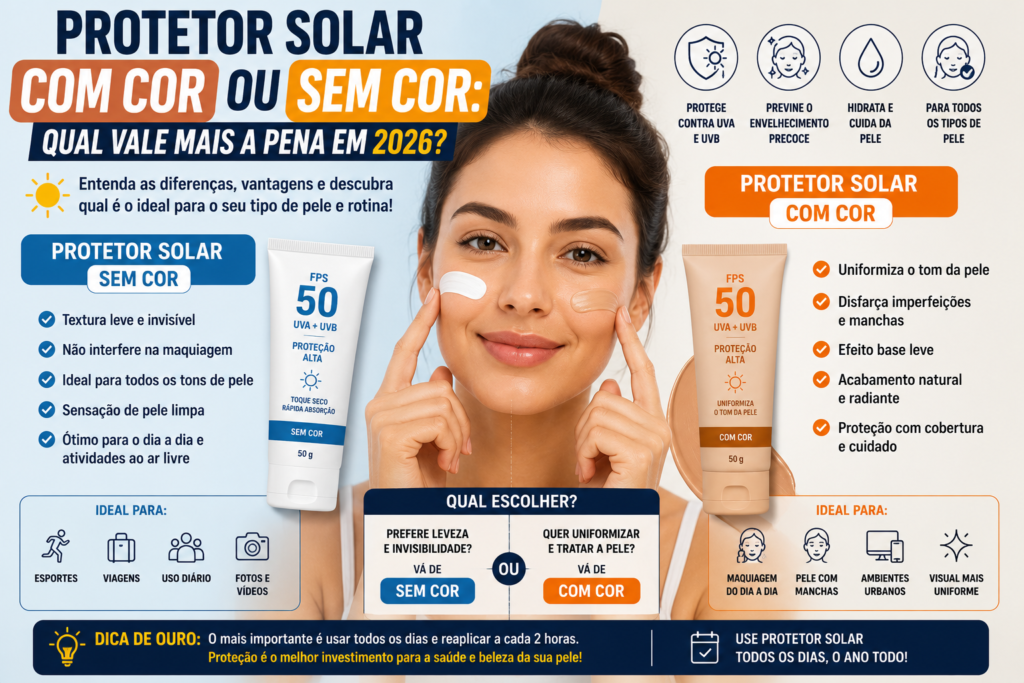 Protetor Solar com Cor ou Sem Cor: Qual Vale Mais a Pena em 2026?