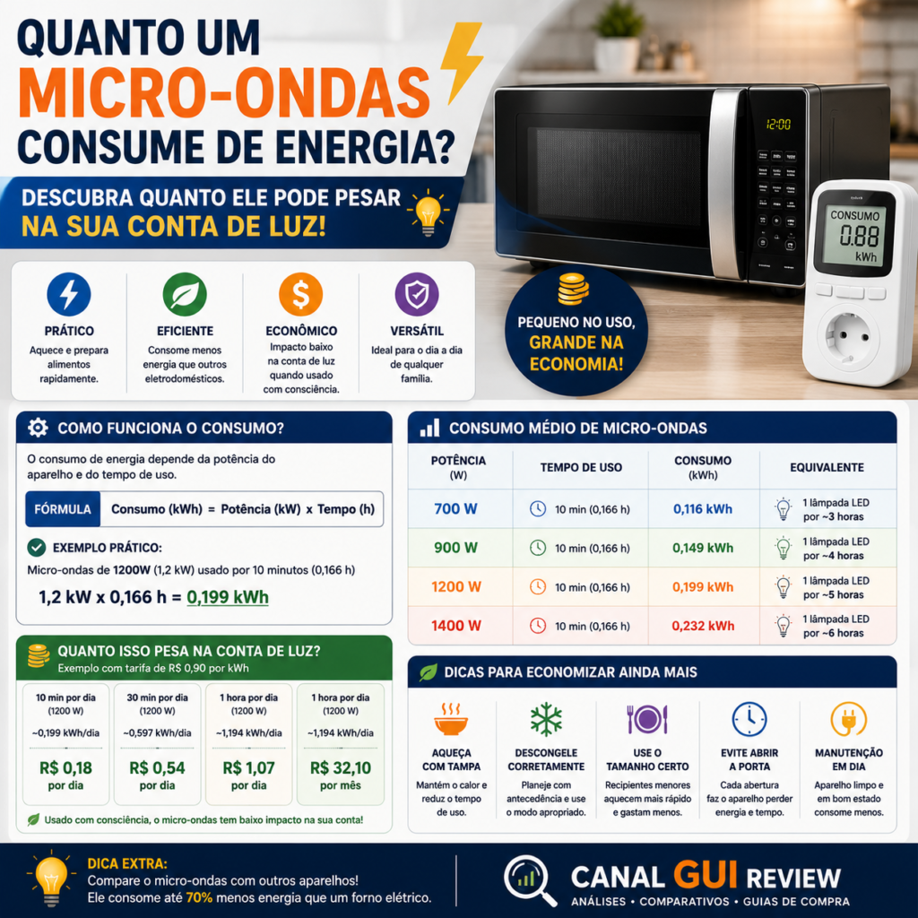 Quanto um Micro-ondas Consome de Energia? Descubra Quanto Ele Pode Pesar na Sua Conta de Luz