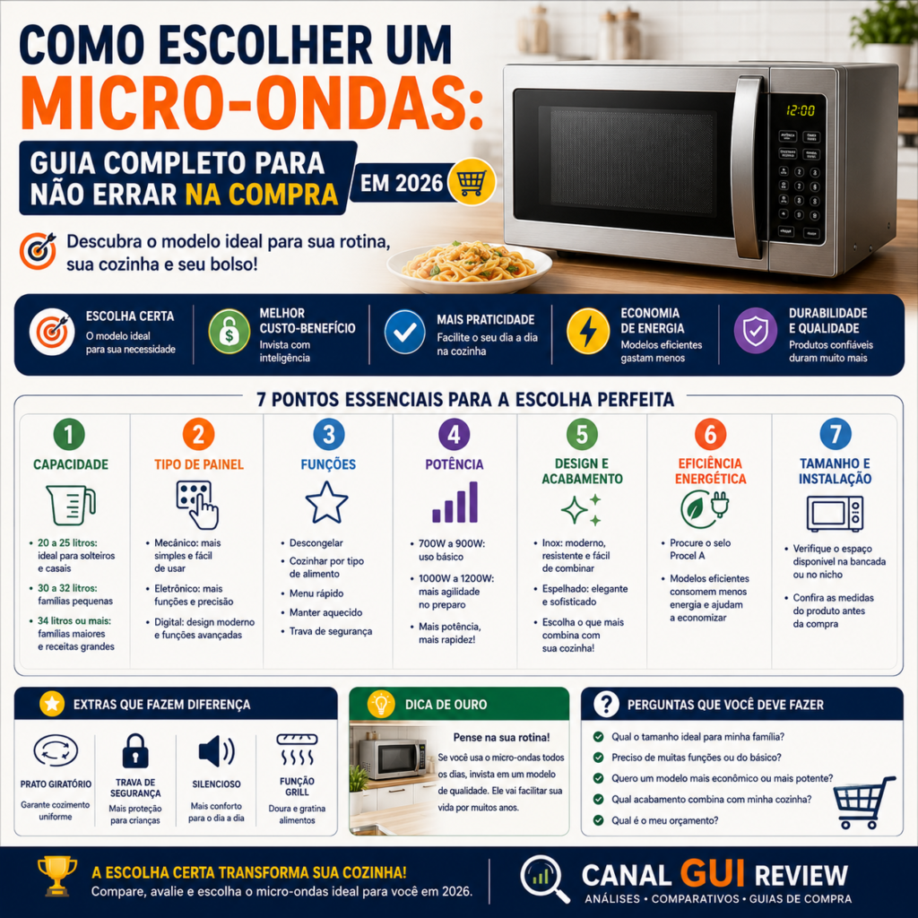 Como Escolher um Micro-ondas: Guia Completo para Não Errar na Compra em 2026