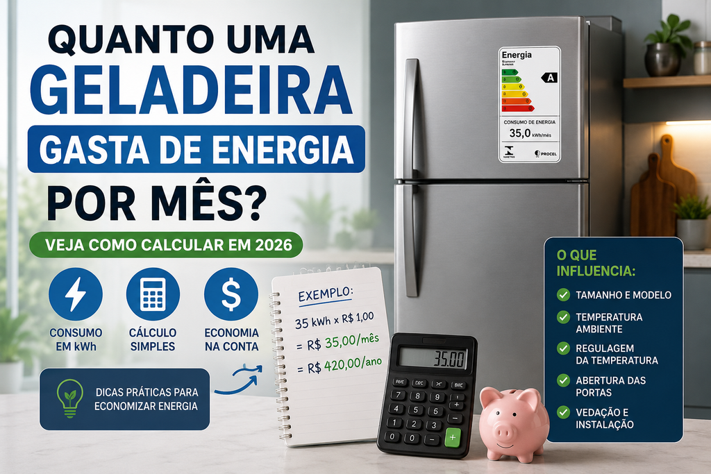 Quanto uma Geladeira Gasta de Energia por Mês? Veja Como Calcular em 2026