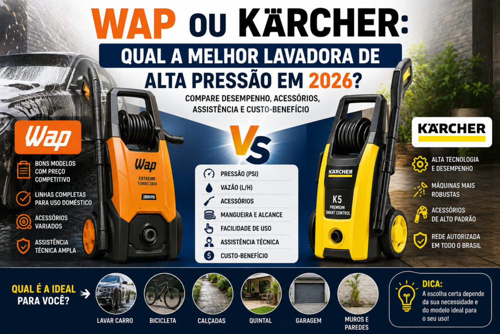 WAP ou Kärcher: Qual a Melhor Lavadora de Alta Pressão em 2026?