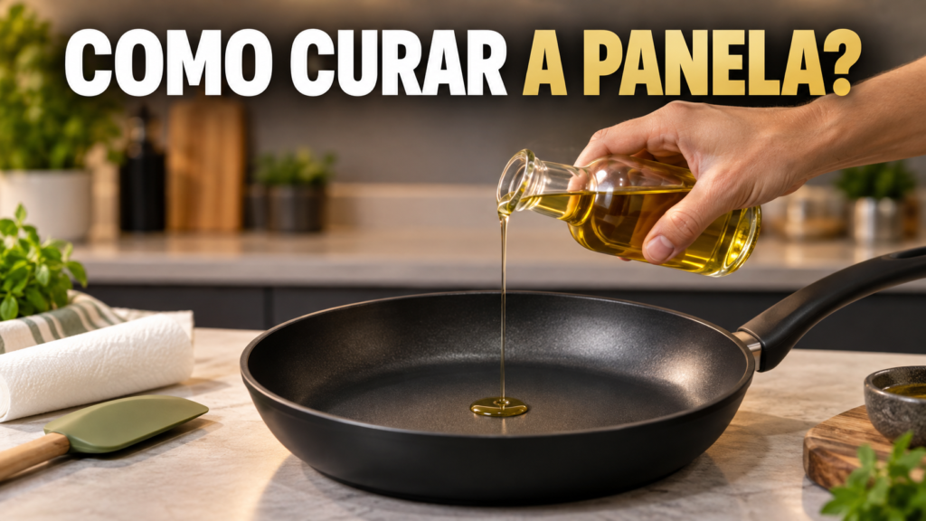 Como curar panela antiaderente aplicando uma camada fina de óleo